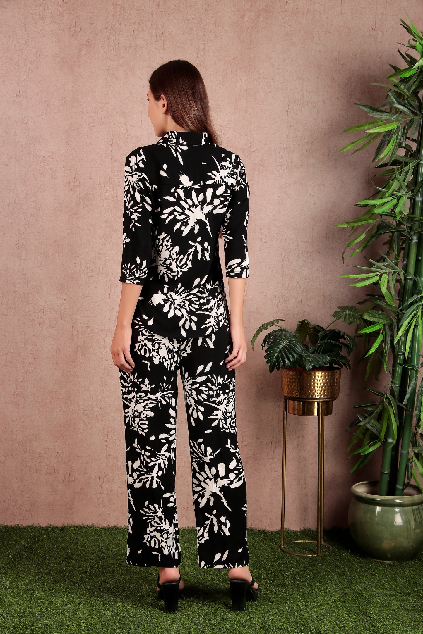 Black Floral Printed Premium Rayon Co-Ord Set