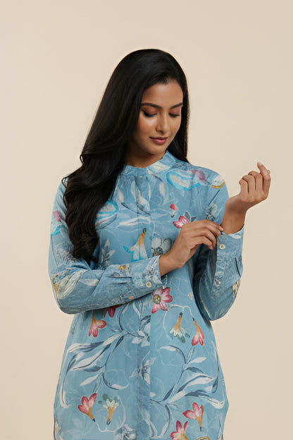 Aqua Charm Floral Shirt