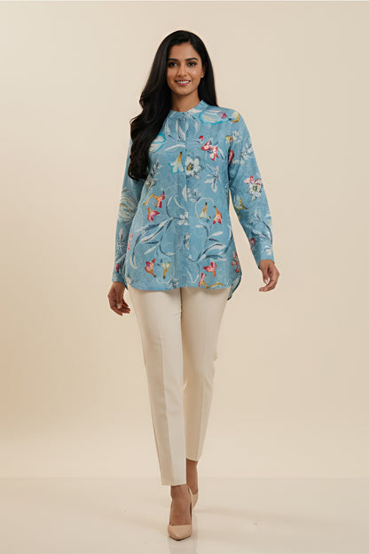 Aqua Charm Floral Shirt