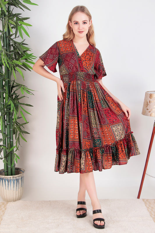 Jaipuri Heritage Midi Dress