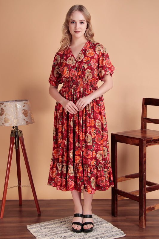 Gulab Ruffle Midi Dress