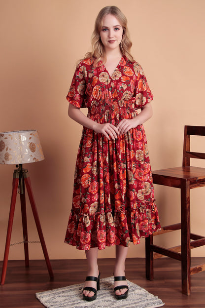 Gulab Ruffle Midi Dress