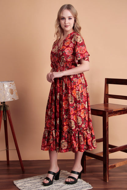 Gulab Ruffle Midi Dress