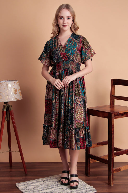 Teal Saanjh Midi Dress