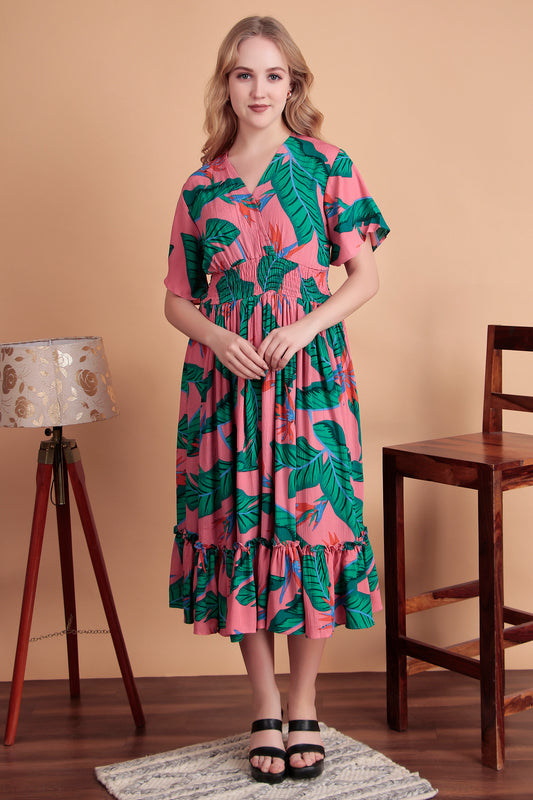 Leaf Luxe Midi Dress