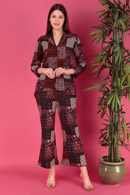Multi color Abstract Printed Viscose Rayon Co-ord Set