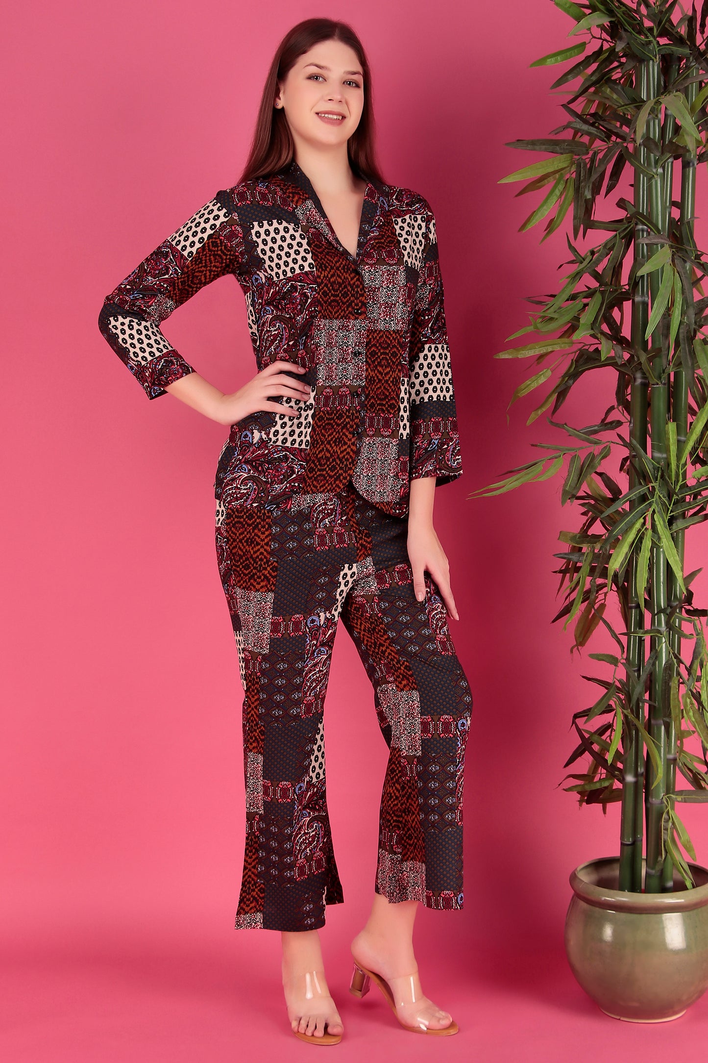 Multi color Abstract Printed Viscose Rayon Co-ord Set