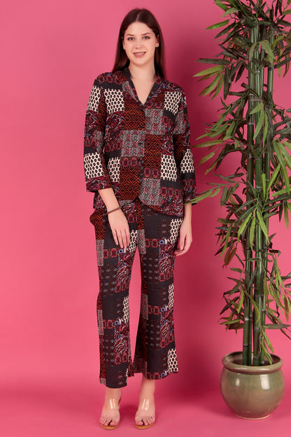Multi color Abstract Printed Viscose Rayon Co-ord Set