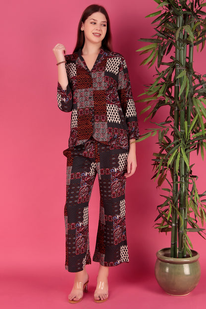 Multi color Abstract Printed Viscose Rayon Co-ord Set