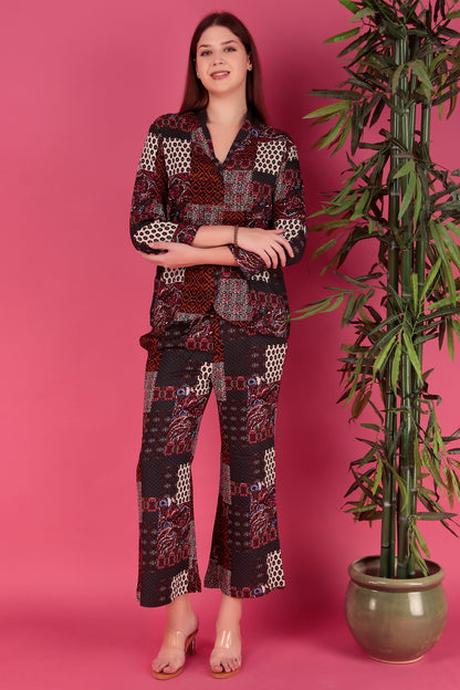 Multi color Abstract Printed Viscose Rayon Co-ord Set