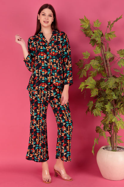 Multi color Abstract Printed Viscose Rayon Co-ord Set