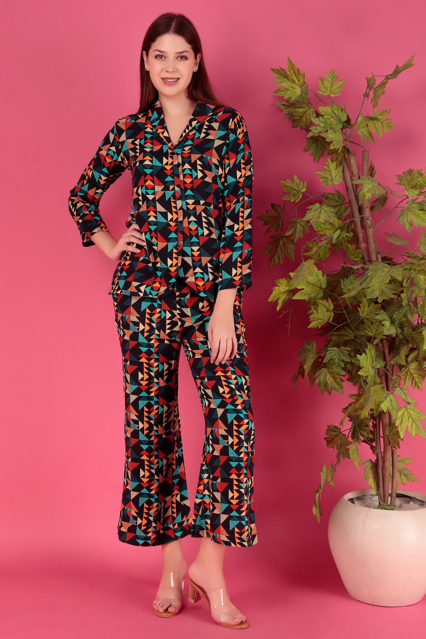 Multi color Abstract Printed Viscose Rayon Co-ord Set