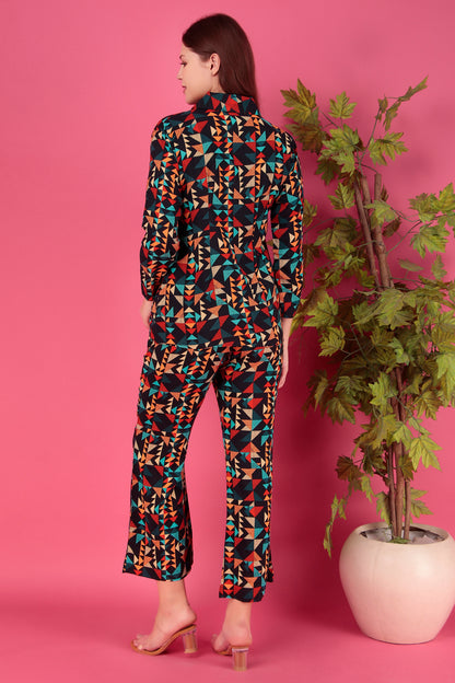 Multi color Abstract Printed Viscose Rayon Co-ord Set