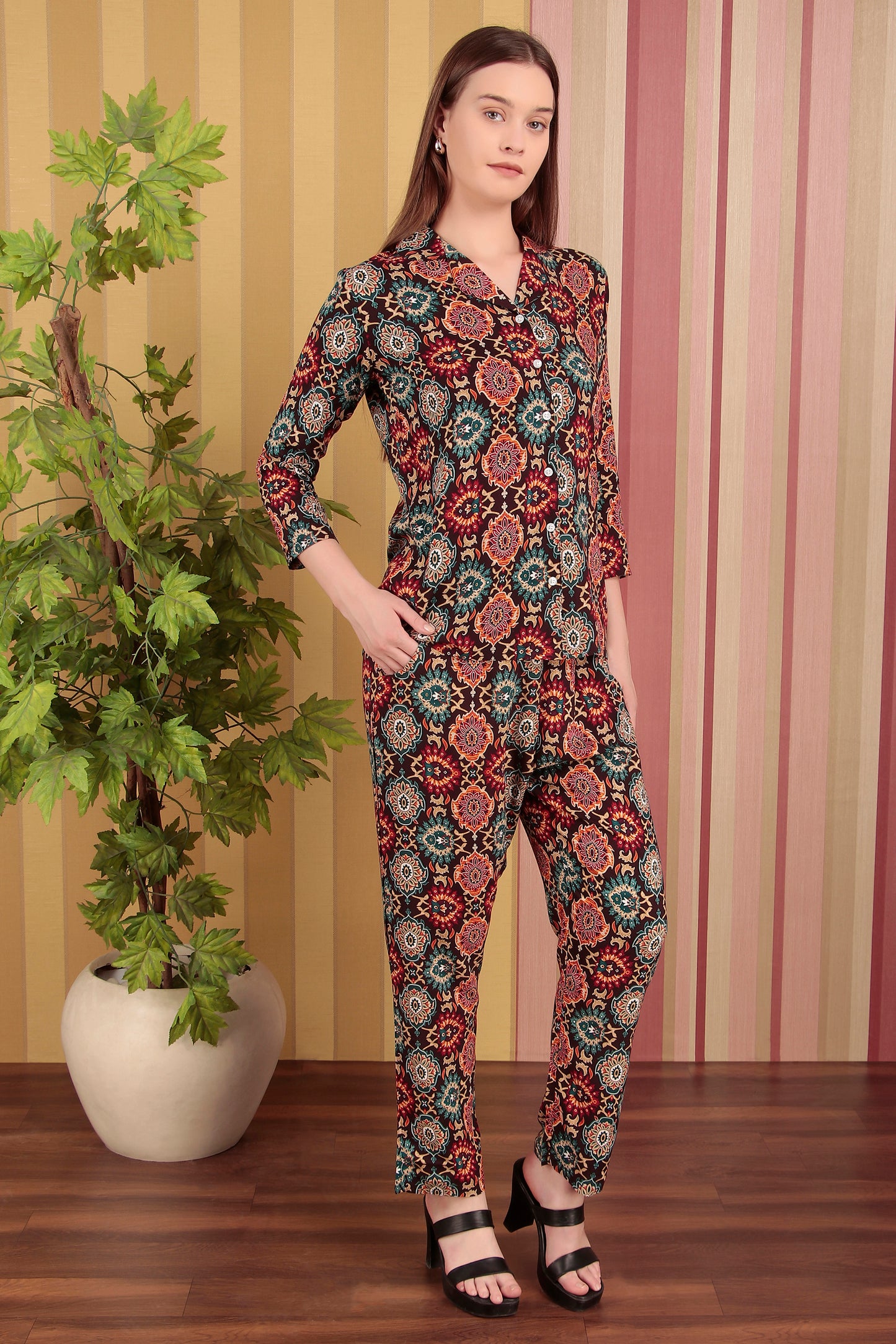 Multicolor flower print co-ord set