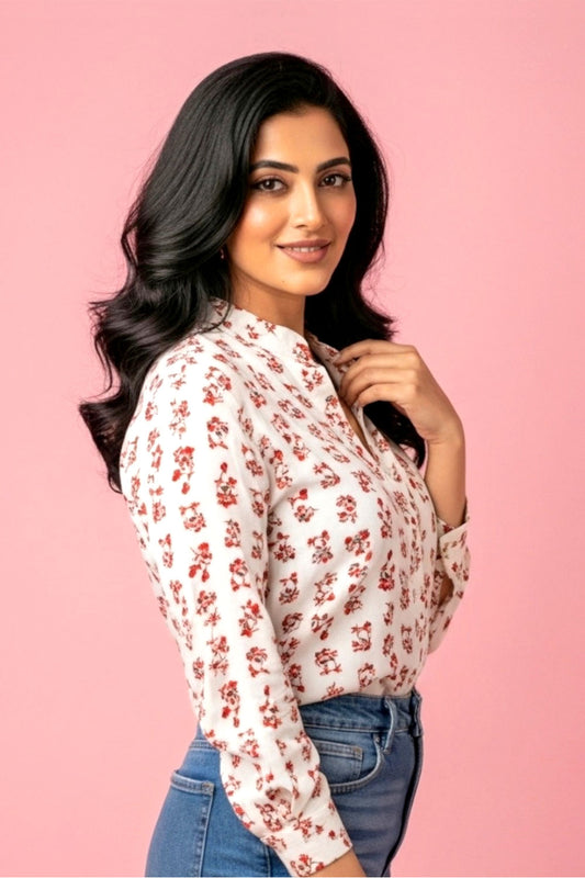 Off White Charm Floral Shirt